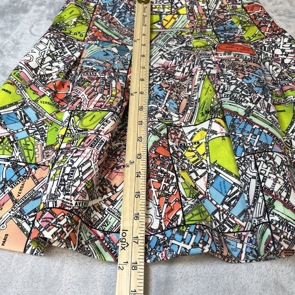 Maeve Anthropologie Womens Pleated Mini Skirt Size 6‎ Paris Map Print Scuba - Picture 11 of 12